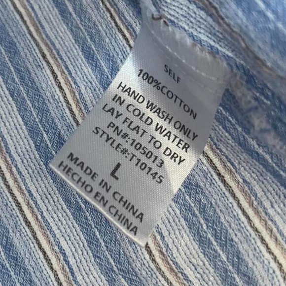 Savannah Jane Striped Embroidered Floral Blouse Large Blue - Picture 4 of 6